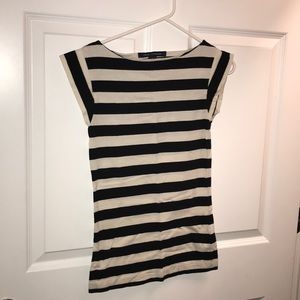 French Connection Black and White Stripe Top Small
